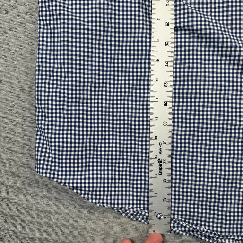 Polo Ralph Lauren Shirt Mens 4XLT Navy White Gingham Check Stretch Button Down